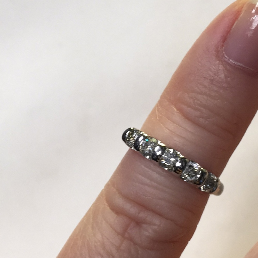 14k white gold  .35ctw 5 diamond band